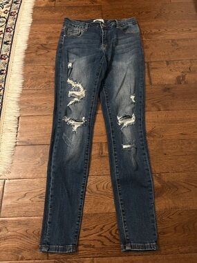 Hammer Jeans LA - Women's Ripped Skinny Jeans in Dark Blue Wash